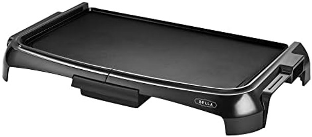 Bella Electric Griddle With Crumb Tray - Smokeless Indoor Grill Nonstick Surface Adjustable Temperature Control Dial & Cool-Touch Handles 10" X 16" Black