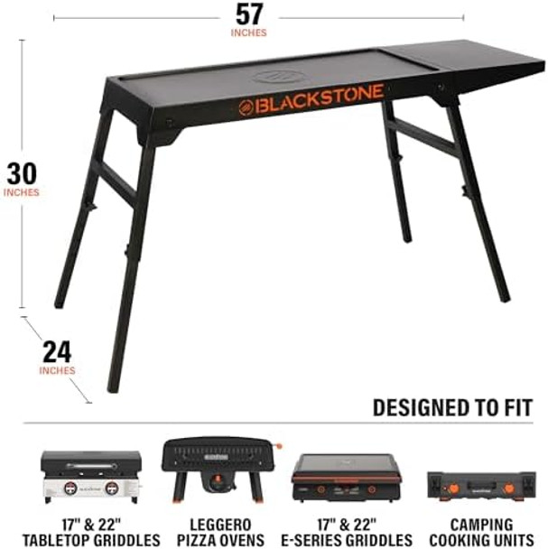 Blackstone 5013 Collapsible 17” And 22” Tabletop Griddle Stand With Adjustable Legs And A Removable Side Shelf Powder Coated Steel Black Blackstone 5013 Collapsible 17” And 22” Tabletop Griddle Stand With Adjustable Legs And A Removable Side Shelf Powder Coated Steel Black