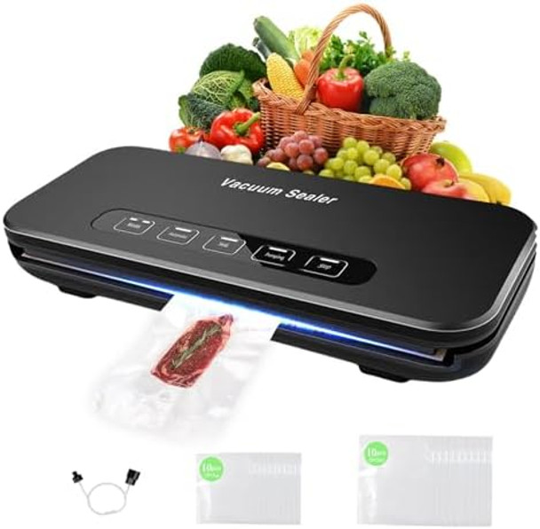 Fully Automatic Vacuum Sealer Machine 8-In-1 Modes 85Kpa Suction Power Food Sealer With Bags Storage Build-In Cutter Moist Mode And Air Suction Hoseinclude 20Pcs Pre-Cut Bags