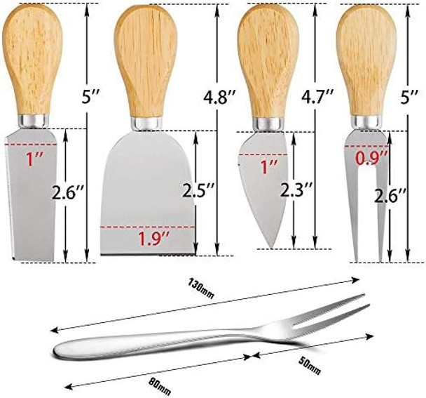 12-Piece Cheese Knives Set - Stainless Steel & Wood Party Cutlery Travel Serving Dinner Slicing Spreading Serving Tools