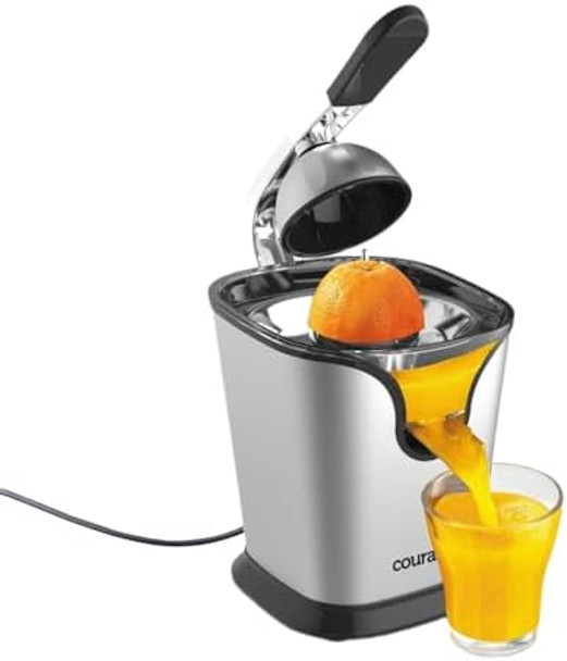Courant Premium Citrus Juicer Electric Powerful 160W Motor Square Design Soft-Grip Handle Anti-Drip Spout Auto Juicingstainless Steel Dishwasher-Safe Parts Cord Storage For Easy Cleanup