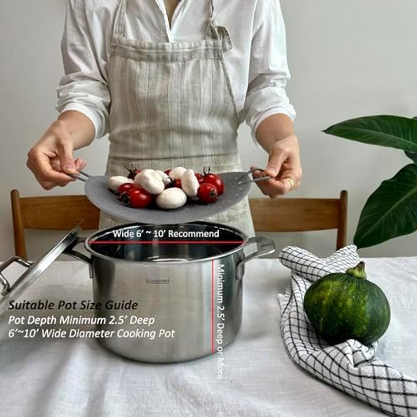 Korean Made Silicone Steamer Basket 10' + Thick Silicone Cutting Board Gray Color