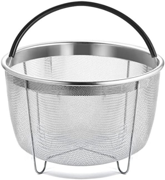 Cuisinox Stainless Steel 6 Quart Steamer Basket With Silicone Handle For Instant Pot Steaming Vegetables Fruits Eggs Meats