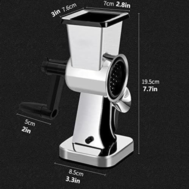 Rotary Cheese Grater Hand Crank Kitchen Handheld Zester Grater With Handle Food Vegetable Gourmet Potato Small Counter Top Stainless Steel Metal Standing (Silver7.7In)