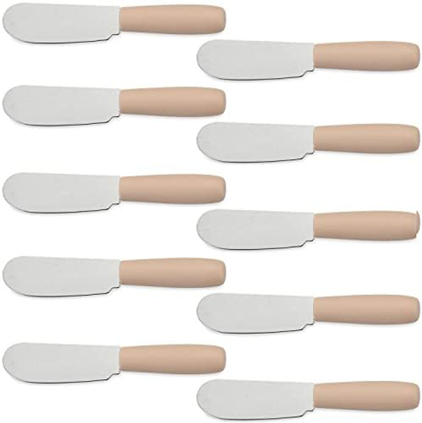 10 Pieces Cheese Spreader Set Multipurpose Stainless Steel Mini Butter Spreader Knives With Plastic Handle Bread Sandwich Cream Cheese Condiment Knives 4 Inches Small Size
