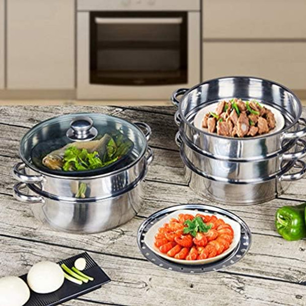 Doitool Stainless Steel Steamer 5 Tier Steamer Pots With Lid Cookware Steaming Pots (5 Layers 28Cm)