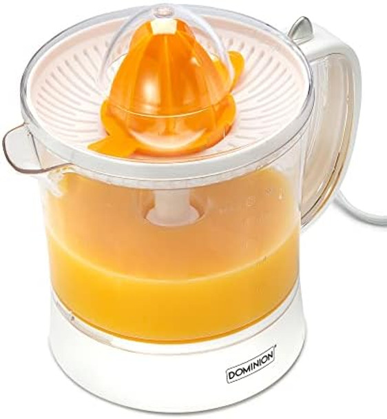 Dominion Bpa- Electric Citrus Juicer Extractor Compact Volume Pulp Control Oranges Lemons Limes Grapefruits With Easy Pour Spout 40Oz Includes Two Juicing Cones Black