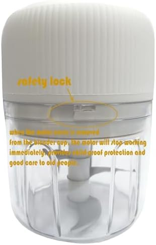 Electric Garlic Chopper Cordless Usb Chargeable Mini Food Processors 250Ml (White)