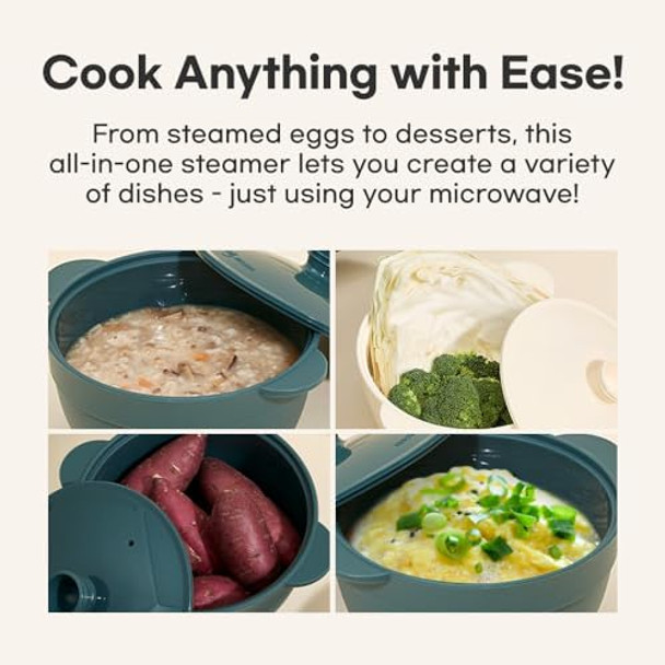 Silicone Egg Steamer – Quick Microwave Cooking Non-Stick Made In Korea (Green)