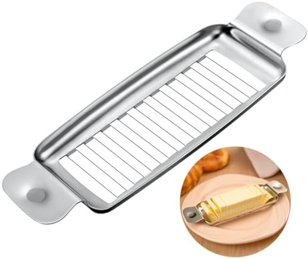 Butter & Cheese Slicer Stainles Steel Multipurpose Cheese Slicer Food Cutter 18 Sharp Wires Cut Block Average Into 1/4 Inch Pieces Ergonomic Handle Substitute For Butter Knives Cutter Tool