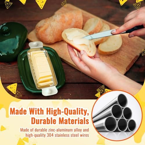 Butter & Cheese Slicer Stainles Steel Multipurpose Cheese Slicer Food Cutter 18 Sharp Wires Cut Block Average Into 1/4 Inch Pieces Ergonomic Handle Substitute For Butter Knives Cutter Tool