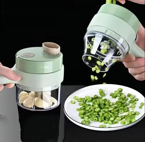 4 In 1 Electric Vegetable Chopper Hand Held Ninja Food Chopper Mini Garlic Chopper Fruit Slicer Egg Whisk And Meat Mincerhandheld Vegie Cutter For Salad