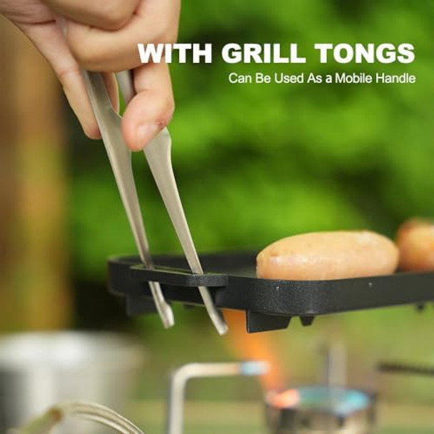 Fire Maple Compact Aluminium Alloy Mini Griddle Set With Stainless Steel Tongs - Portable Heating Kit For Outdoor And Indoor Use