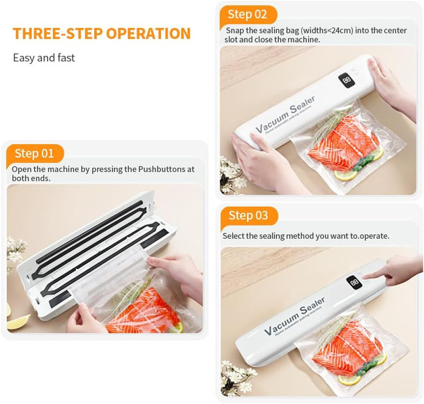 Food Vacuum Sealer 20 Vacuum Sealer Bags Automatic Food Vacuum Sealer Digital Display And Independent Sealing Function