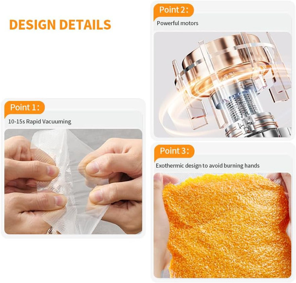 Food Vacuum Sealer 20 Vacuum Sealer Bags Automatic Food Vacuum Sealer Digital Display And Independent Sealing Function