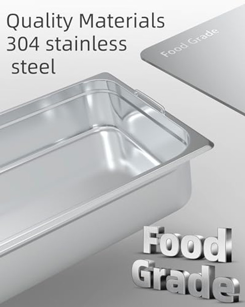 Garvee 6 Pack Steam Table Pan Full Size Hotel Pan [Nsf ] Catering Food Pan Commercial Stainless Steel 4 Inch Deep Anti-Jamminghandle + Lid