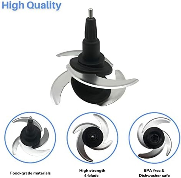 Blender 4 Blade Replacement For Ninja 64-Oz 72-Oz Food Processor Bowl Chopping Blade 319Kku770 Fits Ninja 8-Cup 9-Cup Pitcher Ct682Sp Bl681A Bl682 Bl770 Bl770Amz Bl772 Bl910 Bn600 Bn601 Bn800 Bn801
