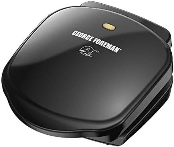 George Foreman 2-Serving Classic Plate Electric Indoor Grill And Panini Press Black Small Compact Size Gr10B