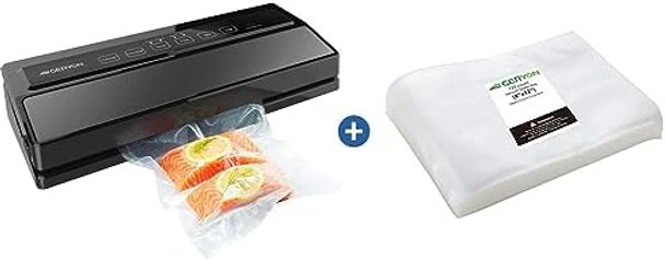 Geryon Vacuum Sealer Machine Black And 120Counts Vacuum Sealer Bags
