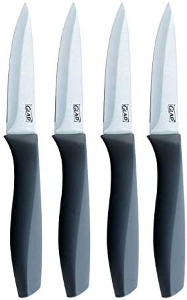 Glad Paring Knife Set Pack Of 4 Sharp Stainless Steel Blades With Non-Slip Handles 3.5-Inch Kitchen Knives For Cutting Vegetables And Peeling Fruitgray