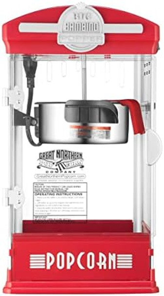 Foundation Popcorn Maker Machine With Cart - 8Oz Stainless Steel Kettle Makes Up To 48 Cups - Movie Theater Style Vintage Popcorn Machine Cart On Wheels By Great Northern Popcorn (Red)