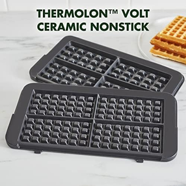 Greenpan Healthy Ceramic Nonstick Reversible Waffle Plates For 6-In-1 Contact Grill And Griddle Dishwasher Safe Pfas-