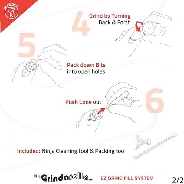 Cone Loading Grinder Matte Red Pack Your Pre-Rolled Cones And Grind Your Contents For A Quick Convenient Durable Simple Experience