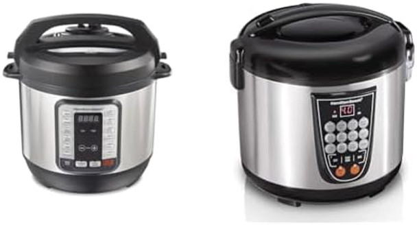 Hamilton Beach 12-In-1 Quikcook Pressure Cooker With True Slow Cook Technology Rice & Digital Programmable Rice And Slow Cooker & Food Steamer 20 Cups Cooked