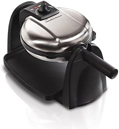 Hamilton Beach Belgian Waffle Maker With Removable Pfas- Durathon Nonstick Coated Plates Easy Flip Ceramic Grids Black (26031)