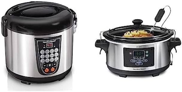 Hamilton Beach Digital Programmable Rice Cooker Slow Cooker & Food Steamer Bundle (20 Cups Cooked)