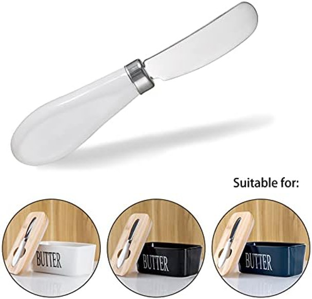 Butter Spreader Knife Stainless Steel Spreader Knife With White Porcelain Handle For Cutting Butter Cheese And Jam 1 Pc