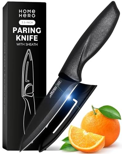 Home Hero 2 Pcs Paring Knife With Sheath - High Carbon Stainless Steel Chopping Knife With Ergonomic Handle - Razor-Sharp Multi-Purpose Kitchen Knife For Chopping Vegetable And Cooking