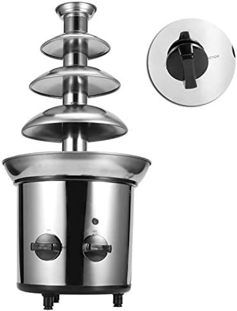 4 Layer Chocolate Fountain 4 Layer Durable Rotating Practical Stainless Steel Electric Chocolate Fountain Machine Elegant For Resturant Home Party(#1)