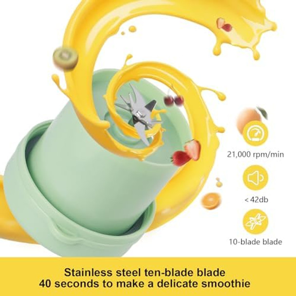 Portable Blender Personal Blenders 20Oz Mini Blender For Shakes And Smoothies Strong Cutting Power With 10 Blades 600Ml Traveling Fruit Veggie Juicer Cup For Home Sport Office Camping