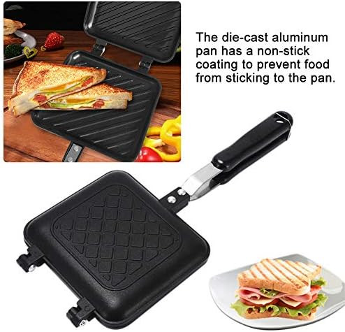 Toasted Sandwich Maker Non Stick Coating Grill Pan Double Sided Frying Pan With Heat-Resistant Handles Suitable For Home Cooks Toasties Breakfast Indoor & Outdoor