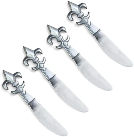 9161 Large Fleur De Lis Silver Tone 7 X 2 Stainless Steel Kitchen Serving Cheese Spreader Knives Pack Of 4