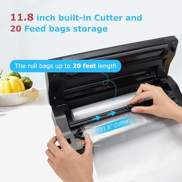 Inkbird Vacuum Sealer Machine With 5 Vacuum Seal Rolls(Total To 110Ft) And 8''12'' Food Sealer Bags5 Compact Food Sealer Machine With 10-In-1 Easy Option For Food Preservationsous Vide