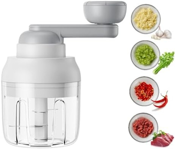 Manual Garlic Chopper Mini Portable Veggie Cutter 250Ml Nut Grinder Onion Mincer Baby Food Processor Suitable For Ginger Chili Fruit Meat Potato Etc