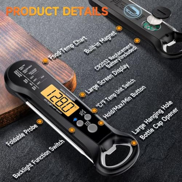 Waterproof Instant Read Large Lcd Screen Motion-Sensing Meat & Candy Digital Backlit Thermometer. Kitchen Cooking Food Thermometer For Indoor & Outdoor Bbq Grill And Deep Oil Frying. Waterproof Instant Read Large Lcd Screen Motion-Sensing Meat & Candy Digital Backlit Thermometer. Kitchen Cooking Food Thermometer For Indoor & Outdoor Bbq Grill And Deep Oil Frying.