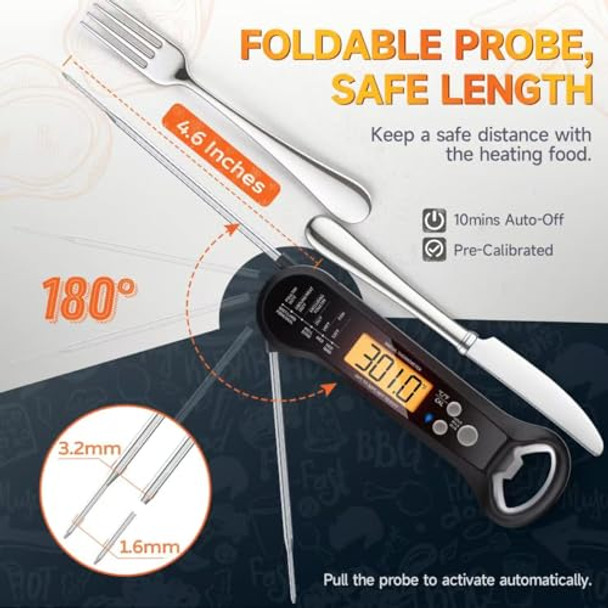 Waterproof Instant Read Large Lcd Screen Motion-Sensing Meat & Candy Digital Backlit Thermometer. Kitchen Cooking Food Thermometer For Indoor & Outdoor Bbq Grill And Deep Oil Frying. Waterproof Instant Read Large Lcd Screen Motion-Sensing Meat & Candy Digital Backlit Thermometer. Kitchen Cooking Food Thermometer For Indoor & Outdoor Bbq Grill And Deep Oil Frying.