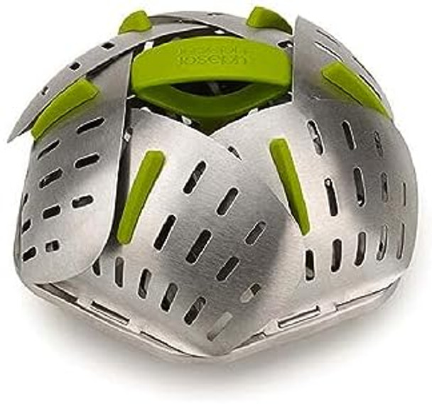 Joseph Joseph Bloom Folding Steamer Basket For Vegetables Expandable For Various Pans Compact Storage - Green