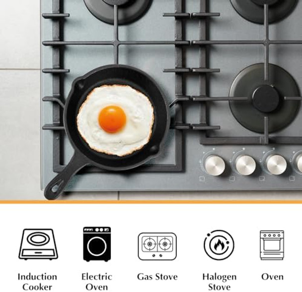 4 Pack 4 Inches Mini Cast Iron Skillet Small Frying Pans With Double Drip-Spouts For Stove Oven Grill Safe Indoor And Outdoor Use Non-Stick