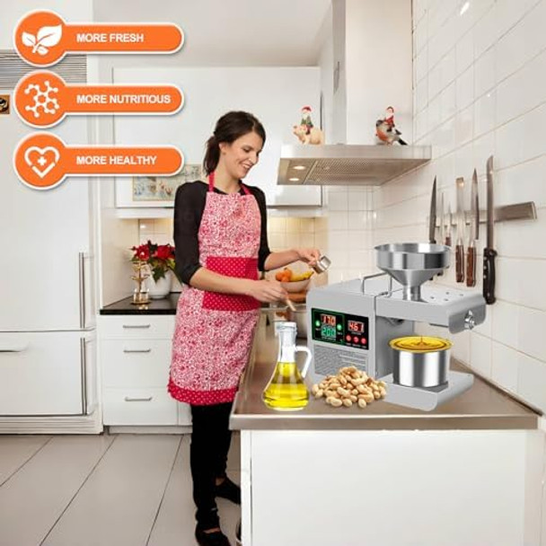 Electric Oil Press Machine Hot & Cold Press Oil Machine For Home & Commercial Automatic Oil Extractor For Walnut Olive Kernel Peanut Sesame Coconut Sunflower Seeds Soybean 110V Us Plug Electric Oil Press Machine Hot & Cold Press Oil Machine For Home & Commercial Automatic Oil Extractor For Walnut Olive Kernel Peanut Sesame Coconut Sunflower Seeds Soybean 110V Us Plug