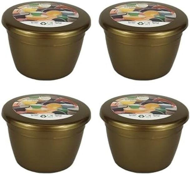 5 Fl Oz Small Pudding Mold And Lid Gold Color Reusable Food Safe Plastic Steam Pudding Bowls (4 Pack) 5 Fl Oz Small Pudding Mold And Lid Gold Color Reusable Food Safe Plastic Steam Pudding Bowls (4 Pack)