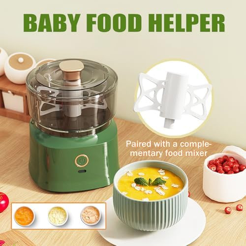 Food Processor Food Grade Stainless Steel Blade Garlic Puree Chopper Usb Rechargeable 350Ml Large Capacity Small Meat Grinder Quick Preparation Of Ingredients & Family Use (Green)
