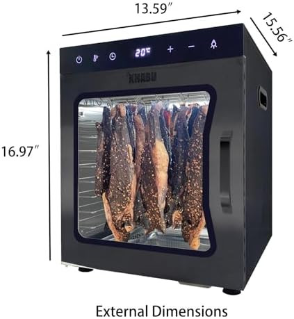 Stainless Steel Biltong Box Food Dehydrator And Drying Cabinet – Large 10 Trays 5 Hanging Rods With 20-90°C Temperature Control – Perfect For Drying Biltong Meat Vegetable & Fruit
