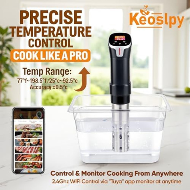 Wifi Sous Vide Cooker 1100W Immersion Circulator With App Control Sous Vide Machines Accurate Temperature Control Lcd Touch Screen Ultra-Quiet For Home Chefs Cooking