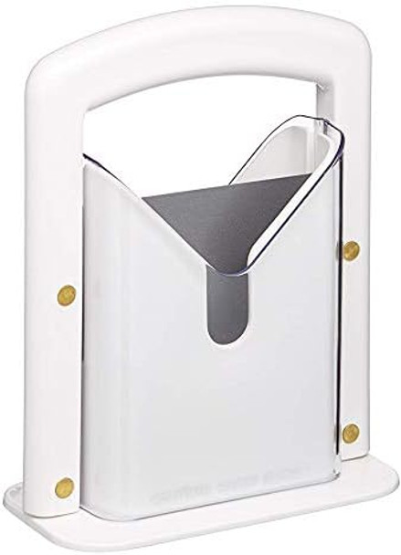 Hoan The Original Bagel Guillotine Slicer Manual Precision Cutter With Safety Shield Cleanly Slices Bagels And More White 9.25 Inch Kitchen Tool