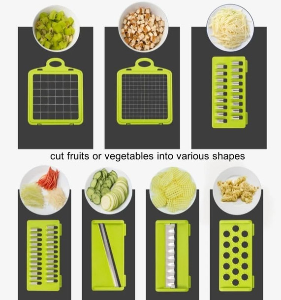 Multifunctional Vegetable Chopper With Container - Mandoline Slicer & Cheese Grater - Onion Chopper & Spiralizer - Kitchen Gadgets With 8 Blades Veggie Cutter Dicer Mincer & Strainer