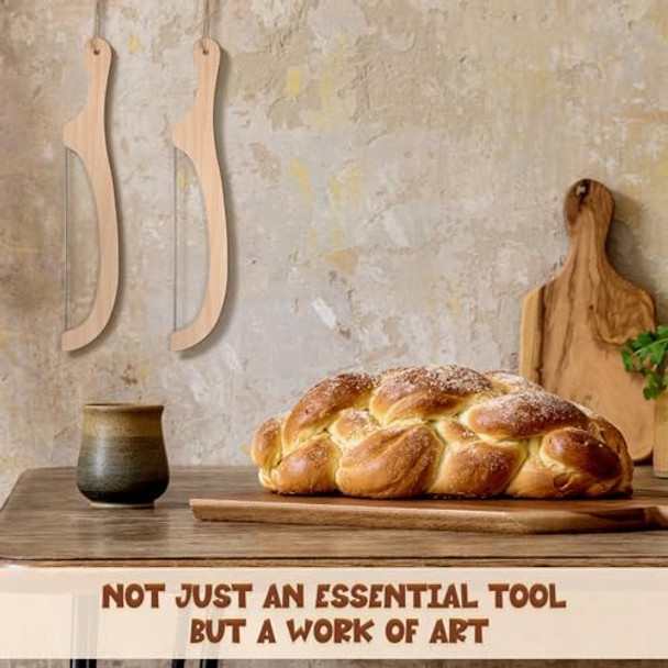 4 Pack Bread Knife 16" Bread Bow Knife Wooden Sourdough Saw With Bow Design Stainless Steel Serrated Saw Cutter For Bagels Baguettes